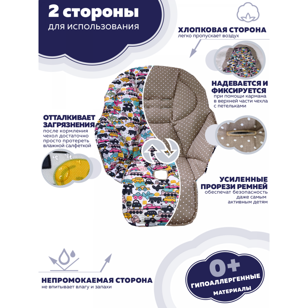Купить чехол на стульчик для кормления Peg Perego Tatamia (Машинки, двусторонний)